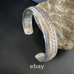 Stamped Cuff Bracelet Native American Navajo Sterling Silver 18120