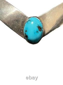 Stamped Frank Ramone Native American Turquoise Sterling Necklace Vintage 17