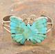 Sterling Native American Navajo Aron Johnson Carved Turquoise Butterfly Cuff