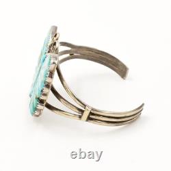 Sterling Native American Navajo Aron Johnson Carved Turquoise Butterfly Cuff