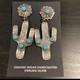 Sterling Post Back Dangle Earrings With Turquoise Navajo Handmade Cactus