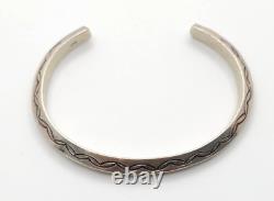 Sterling Silver 925 Native American Navajo Cuff Bracelet Sz Medium 6.2mm Wide