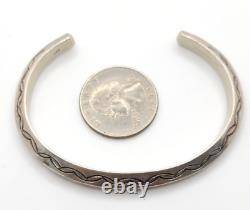 Sterling Silver 925 Native American Navajo Cuff Bracelet Sz Medium 6.2mm Wide