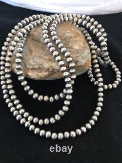 Sterling Silver Bead 6 mm Necklace Native American Navajo Pearls 60 Gift