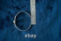Sterling Silver Blue Opal Bracelet Floral Native American Navajo Signed R marked