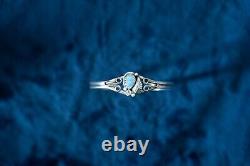 Sterling Silver Blue Opal Bracelet Floral Native American Navajo Signed R marked