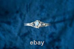 Sterling Silver Blue Opal Bracelet Floral Native American Navajo Signed R marked