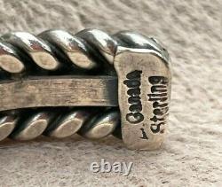 Sterling Silver Coral Cuff Bracelet Navajo Signed L. Ganado 30.3 Grams