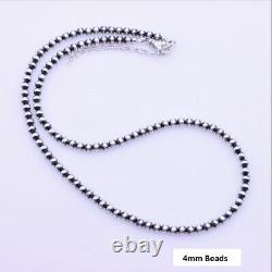 Sterling Silver Native American Navajo Desert Pearl Beaded Necklace 3mm to 8mm