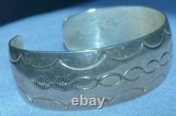 Sterling Silver Native American Navajo Ht Heber Tsosie Cuff Bracelet Ht Marking