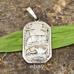 Sterling Silver Native American Navajo Richard Thomas Bob Cat Western Pendant