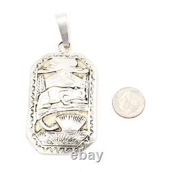 Sterling Silver Native American Navajo Richard Thomas Bob Cat Western Pendant