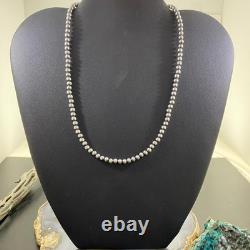 Sterling Silver Navajo Pearl Beads Necklace Length 18 / 4 mm For Women