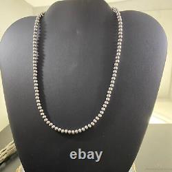 Sterling Silver Navajo Pearl Beads Necklace Length 18 / 4 mm For Women