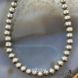 Sterling Silver Navajo Pearl Beads Necklace Length 18 / 4 mm For Women