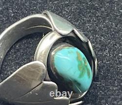 Sterling Silver & Turquoise Large Men's Ring-navajo! -size 9