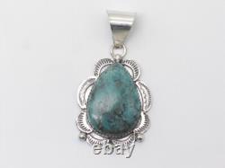 Sterling Silver & Turquoise Native American Handmade Pendant by Navajo Tia Long