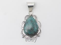 Sterling Silver & Turquoise Native American Handmade Pendant by Navajo Tia Long