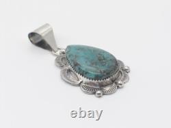 Sterling Silver & Turquoise Native American Handmade Pendant by Navajo Tia Long