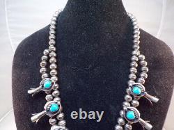 Sterling Silver & Turquoise Squash Blossom SIGNED EJ # S 2025