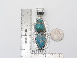 Sterling Silver & double Turquoise Stone Native American Navajo Handmade Pendant