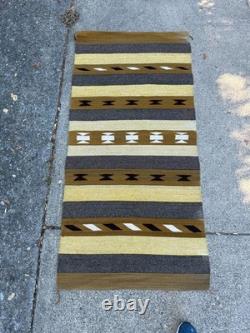 Stunning 1900's Native American Navajo Rug Geometric 64 x 31