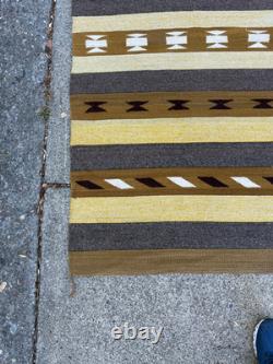 Stunning 1900's Native American Navajo Rug Geometric 64 x 31