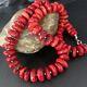 Stunning Native American Navajo Red Coral Sterling Silver Bead Necklace 13815