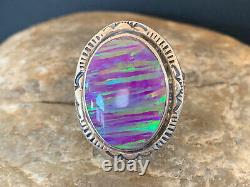 Stunning Native American Navajo Sterling Silver Purple Faux OPAL Ring Sz 7.5 450