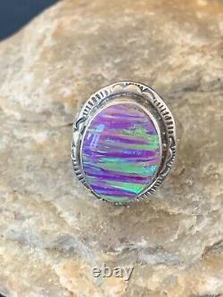 Stunning Native American Navajo Sterling Silver Purple Faux OPAL Ring Sz 7.5 450