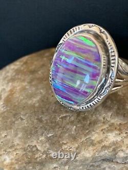 Stunning Native American Navajo Sterling Silver Purple Faux OPAL Ring Sz 7.5 450