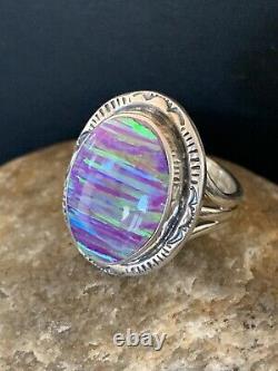 Stunning Native American Navajo Sterling Silver Purple Faux OPAL Ring Sz 7.5 450