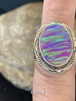 Stunning Native American Navajo Sterling Silver Purple Faux OPAL Ring Sz 7.5 450