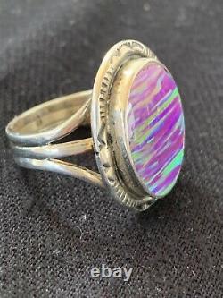 Stunning Native American Navajo Sterling Silver Purple Faux OPAL Ring Sz 7.5 450