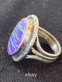 Stunning Native American Navajo Sterling Silver Purple Faux OPAL Ring Sz 7.5 450