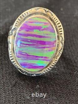 Stunning Native American Navajo Sterling Silver Purple Faux OPAL Ring Sz 7.5 450