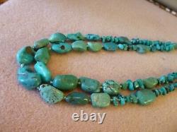 Stunning Turquoise and Sterling Native American Navajo Style Two Strand Necklace