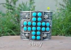 Sunshine Reeves Native American Sterling & Sleeping Beauty Turquoise Cuff signed
