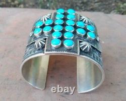 Sunshine Reeves Native American Sterling & Sleeping Beauty Turquoise Cuff signed