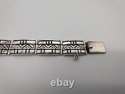Superb Sterling Silver Navajo Calvin Begay Handmade Link Panel Bracelet Size 6½