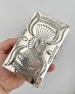 Suzie James Navajo Native American Sterling Silver Deep Stamped Trinket Box 5