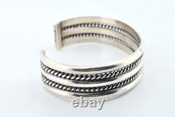 TAHE Navajo Sterling Silver Cuff Bracelet 34.7grams 5 Sz Small Native American