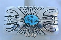 TOMMY SINGER Navajo Concho BELT BUCKLE Sterling Silver TURQUOISE NOS Thomas