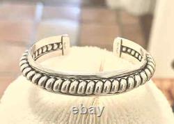 Tahe Family Native American Navajo Sterling Silver Cuff Bracelet 6.25 Inches 45g