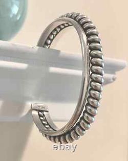Tahe Family Native American Navajo Sterling Silver Cuff Bracelet 6.25 Inches 45g
