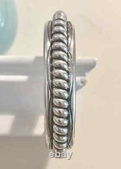 Tahe Family Native American Navajo Sterling Silver Cuff Bracelet 6.25 Inches 45g