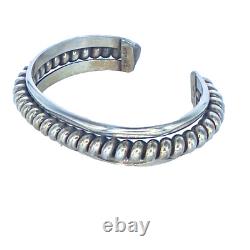 Tahe Family Native American Navajo Sterling Silver Cuff Bracelet 6.25 Inches 45g