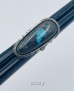 Toby Henderson Vintage Navajo Sterling Silver Blue Turquoise Long Ring Size 7.75