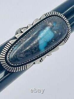 Toby Henderson Vintage Navajo Sterling Silver Blue Turquoise Long Ring Size 7.75