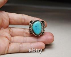 Tom Julius Ahasteen Native American Navajo Turquoise Sterling Silver Ring sz. 11